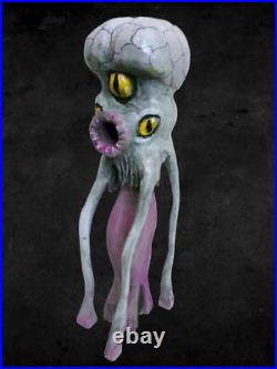 ALIEN CEPHALOPOD SPECIES -my 12 tall hand carved, painted, signed fig ALIEN CEPHALOPOD SPECIES -my 12 tall hand carved, painted, signed fig