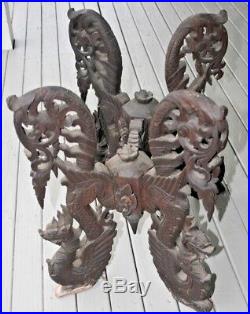 ANTIQUE CHINESE CARVED WOOD Dragon TABLE STAND BASE Asian JAPANESE Sculpture