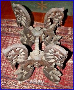 ANTIQUE CHINESE CARVED WOOD Dragon TABLE STAND BASE Asian JAPANESE Sculpture