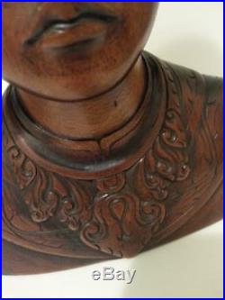 ANTIQUE / VTG Bali Woman Wood Sculpture BUST Head Hand Carved Tribal Statue