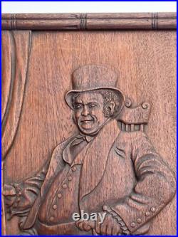ANTIQUE WOOD CARVING SCULPTURE GENTLEMAN Portrait 19th Century Seated Man