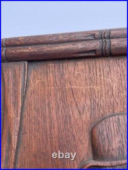 ANTIQUE WOOD CARVING SCULPTURE GENTLEMAN Portrait 19th Century Seated Man