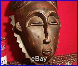 ANTIQUE african wood mask wall sculpture vtg tiki tribal art headdress carving