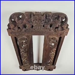 ART Ornate Vintage Original Wood Carving Wall Art Sculpture w Cherub Angels