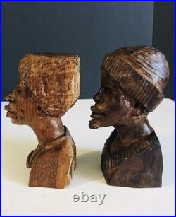 Abraham R Chikumbirike Vintage Ironwood Hand Carved Man & Women 5 x 2.5
