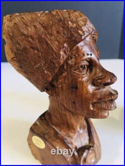 Abraham R Chikumbirike Vintage Ironwood Hand Carved Man & Women 5 x 2.5
