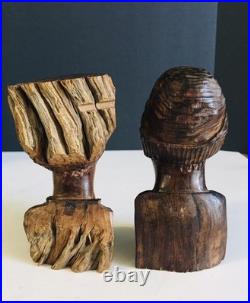 Abraham R Chikumbirike Vintage Ironwood Hand Carved Man & Women 5 x 2.5