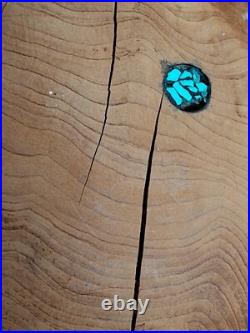 Abstract 9 x 6 Freeform Wood inlaid Turquoise Chip Turned Wooden Signed GES Abstract 9 x 6 Freeform Wood inlaid Turquoise Chip Turned Wooden Signed GES