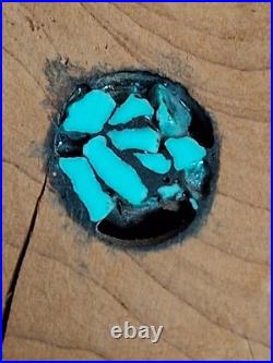 Abstract 9 x 6 Freeform Wood inlaid Turquoise Chip Turned Wooden Signed GES Abstract 9 x 6 Freeform Wood inlaid Turquoise Chip Turned Wooden Signed GES