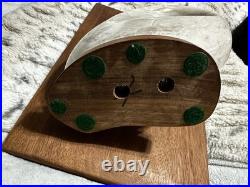 Abstract Amorphic Stone Sculpture Made of Alabaster On Wooden Base