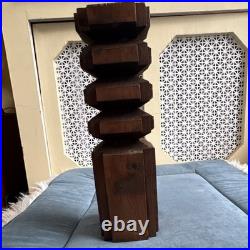 Abstract Carved Wood Statue Sculpture Single Piece Art Decor MCM