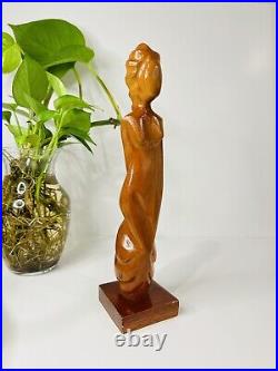 Abstract Figurative Carved Wood Sculpture of a Woman 13 ta l l