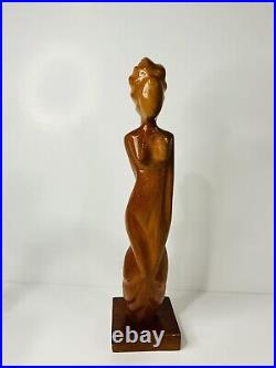 Abstract Figurative Carved Wood Sculpture of a Woman 13 ta l l