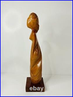 Abstract Figurative Carved Wood Sculpture of a Woman 13 ta l l