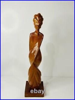 Abstract Figurative Carved Wood Sculpture of a Woman 13 ta l l