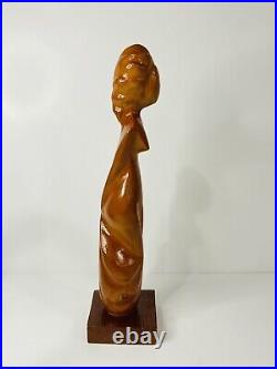 Abstract Figurative Carved Wood Sculpture of a Woman 13 ta l l