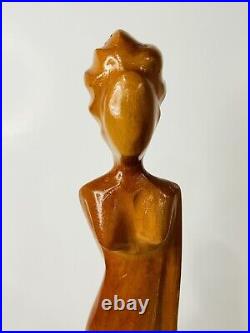 Abstract Figurative Carved Wood Sculpture of a Woman 13 ta l l