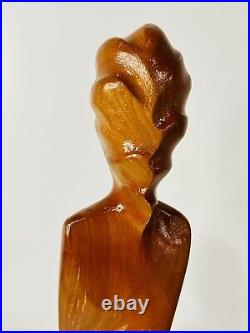 Abstract Figurative Carved Wood Sculpture of a Woman 13 ta l l