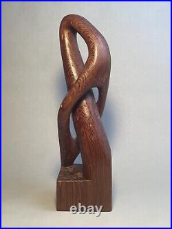 Abstract Hand Carved Sculpture In Pine