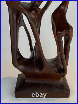 Abstract Teak Sculpture MCM Original Vintage Wood Carving Contemporary Style