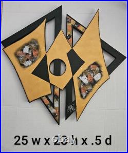 Abstract wooden wall sculpture, contemporary wood wall art, 25x23 by Alisa