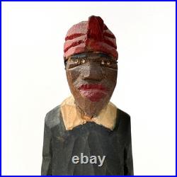 Adrian R. Woodall Carved Wood Figures PAIR c1920s Signed ARW Antique Folk Art