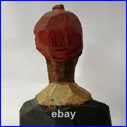 Adrian R. Woodall Carved Wood Figures PAIR c1920s Signed ARW Antique Folk Art