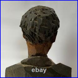 Adrian R. Woodall Carved Wood Figures PAIR c1920s Signed ARW Antique Folk Art