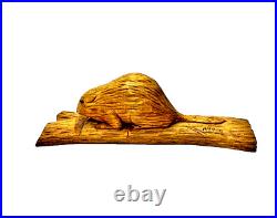 Adrien Arpin Folk Art Beaver Wood Carving Quebec