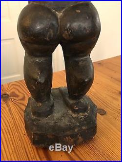 African Art Baule Wood Carved Statue Spirit Sculpture Asye Usu Stool Africa