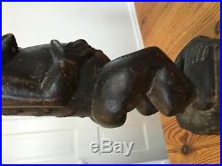 African Art Baule Wood Carved Statue Spirit Sculpture Asye Usu Stool Africa