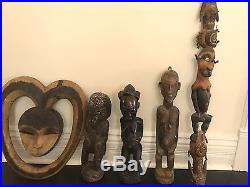 African Art Baule Wood Carved Statue Spirit Sculpture Asye Usu Stool Africa