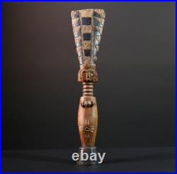 African Baule Figure Carved Wood Female Crest Tribal Finial Art Côte d'Ivo-G5528