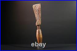 African Baule Figure Carved Wood Female Crest Tribal Finial Art Côte d'Ivo-G5528