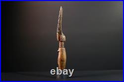 African Baule Figure Carved Wood Female Crest Tribal Finial Art Côte d'Ivo-G5528