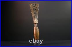 African Baule Figure Carved Wood Female Crest Tribal Finial Art Côte d'Ivo-G5528