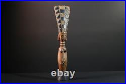 African Baule Figure Carved Wood Female Crest Tribal Finial Art Côte d'Ivo-G5528