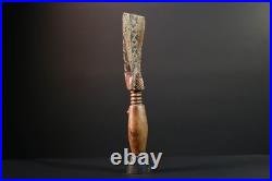 African Baule Figure Carved Wood Female Crest Tribal Finial Art Côte d'Ivo-G5528