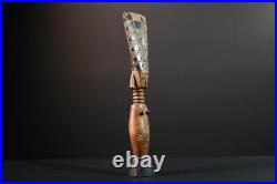 African Baule Figure Carved Wood Female Crest Tribal Finial Art Côte d'Ivo-G5528