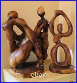 African Carvings Signed Large Vintage From Same Artist Two Works Of Art African Carvings Signed Large Vintage From Same Artist Two Works Of Art