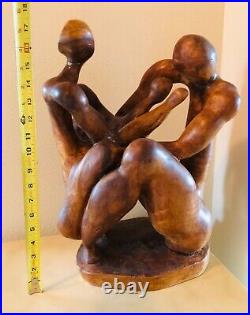 African Carvings Signed Large Vintage From Same Artist Two Works Of Art African Carvings Signed Large Vintage From Same Artist Two Works Of Art