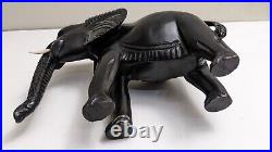 African Elephant with tusks Wood Hand Carved with detail 8.5 Dark Ebony Finish