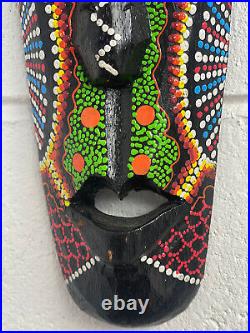 African Hand-Crafted Tribal Dot Painted Colorful Wood Carving Mask