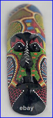 African Hand-Crafted Tribal Dot Painted Colorful Wood Carving Mask