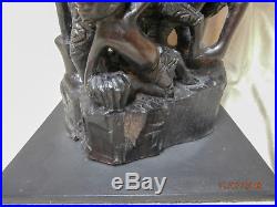 African Makonde Family Tree of Life Carved Ebony Wood Sculpture
