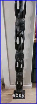 African Makonde Ujamaa Tree of Life carving, 79 In Tall Hand Carved Wood Totem African Makonde Ujamaa Tree of Life carving, 79 In Tall Hand Carved Wood Totem