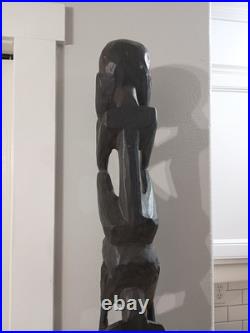 African Makonde Ujamaa Tree of Life carving, 79 In Tall Hand Carved Wood Totem African Makonde Ujamaa Tree of Life carving, 79 In Tall Hand Carved Wood Totem