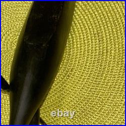 African Tribal Carving Dark Wooden Boat Canoe withPaddling Figure & Fruit/Coconut