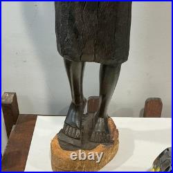 African Tribal Woman Wood Sculpture Hand Carved Statue Figurine
