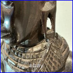 African Tribal Woman Wood Sculpture Hand Carved Statue Figurine